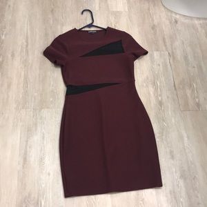 Maroon Purple bodycon with mesh cut outs!